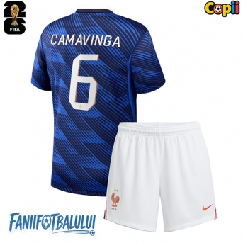 Franța Eduardo Camavinga #6 Echipament de Fotbal Replică Mondial 2026 Copii Acasa (+ Șorturi)